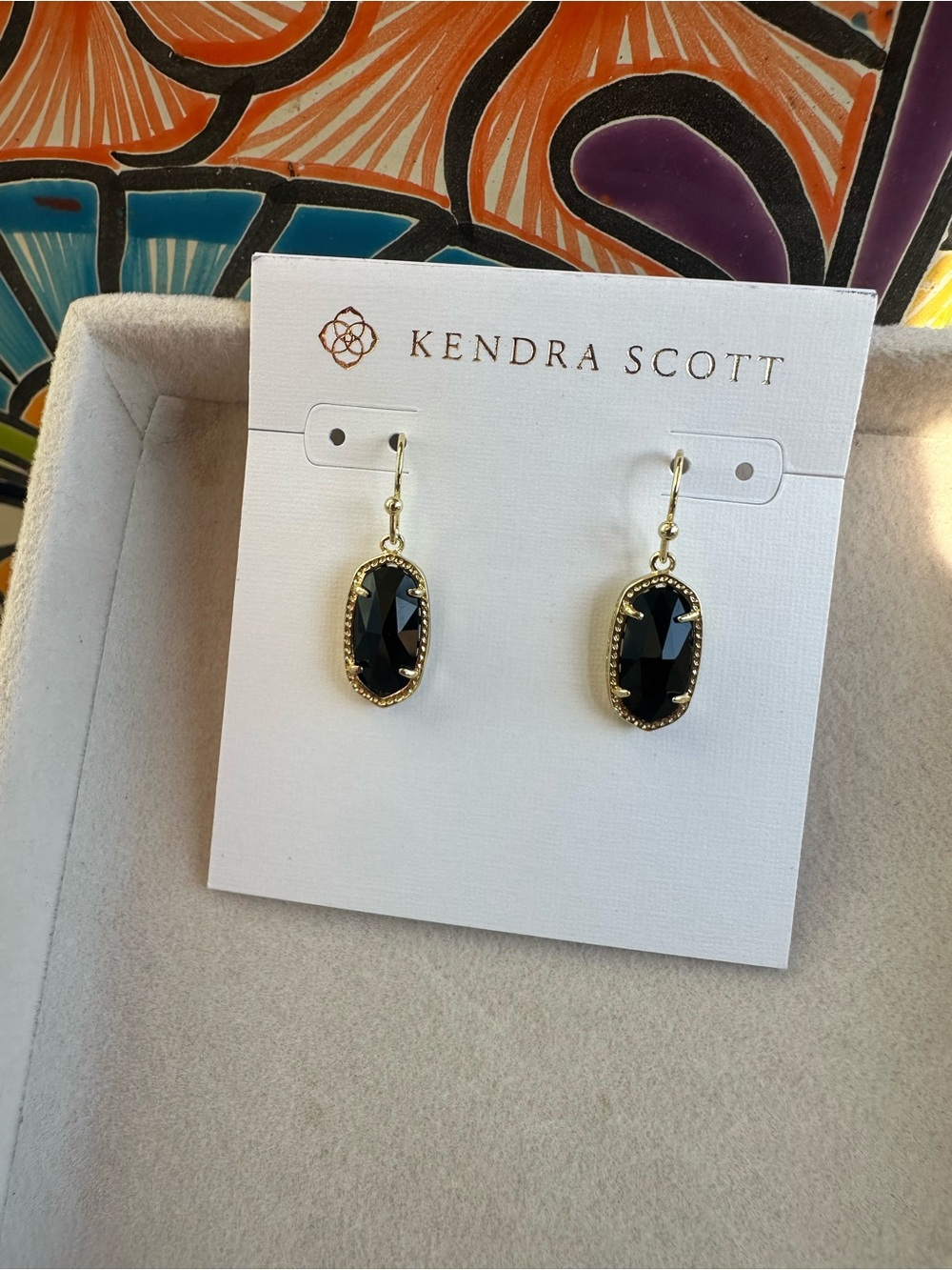 Kendra Scott Black and Gold Faceted Dangle Earrings